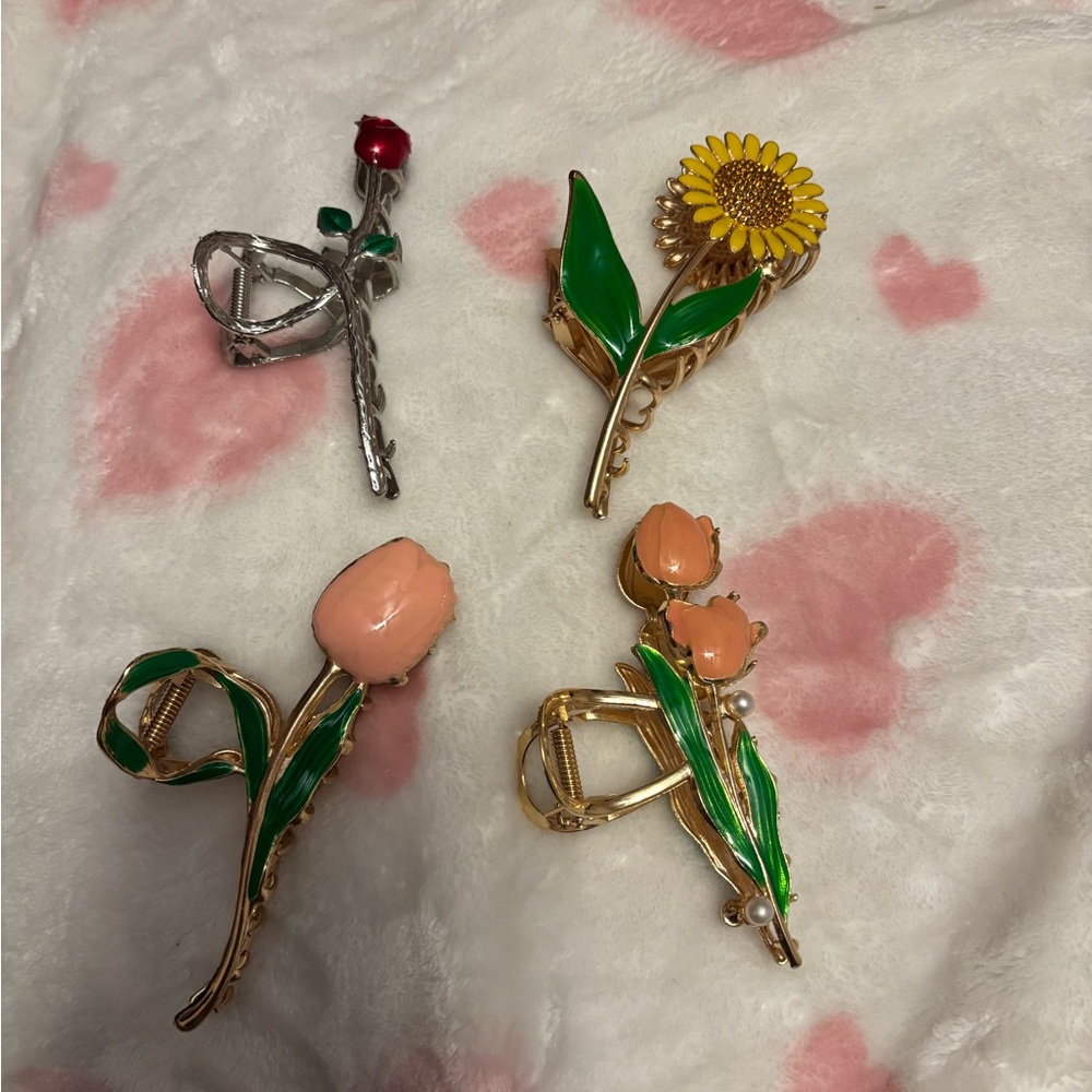 Flower hair claw clip